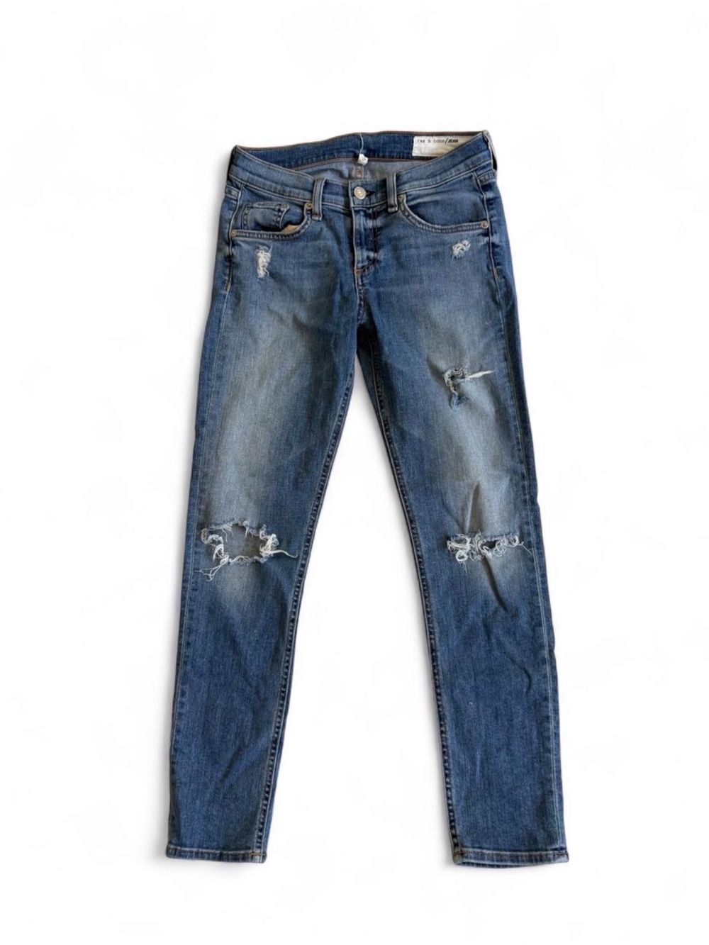 rag & bone Blue Distressed Skinny Jeans